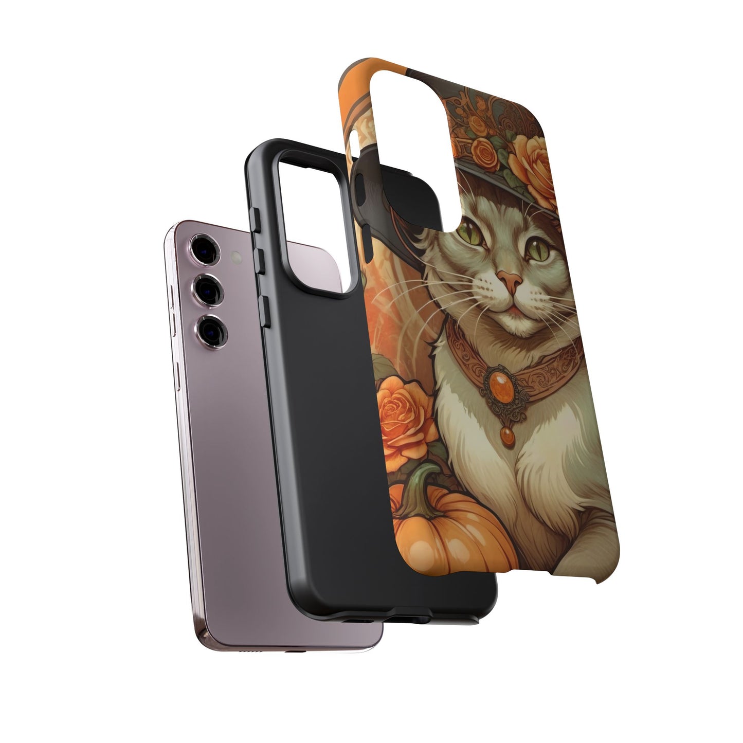Halloween Alphonse Mucha Tough Phone Cases (A gentleman cat)