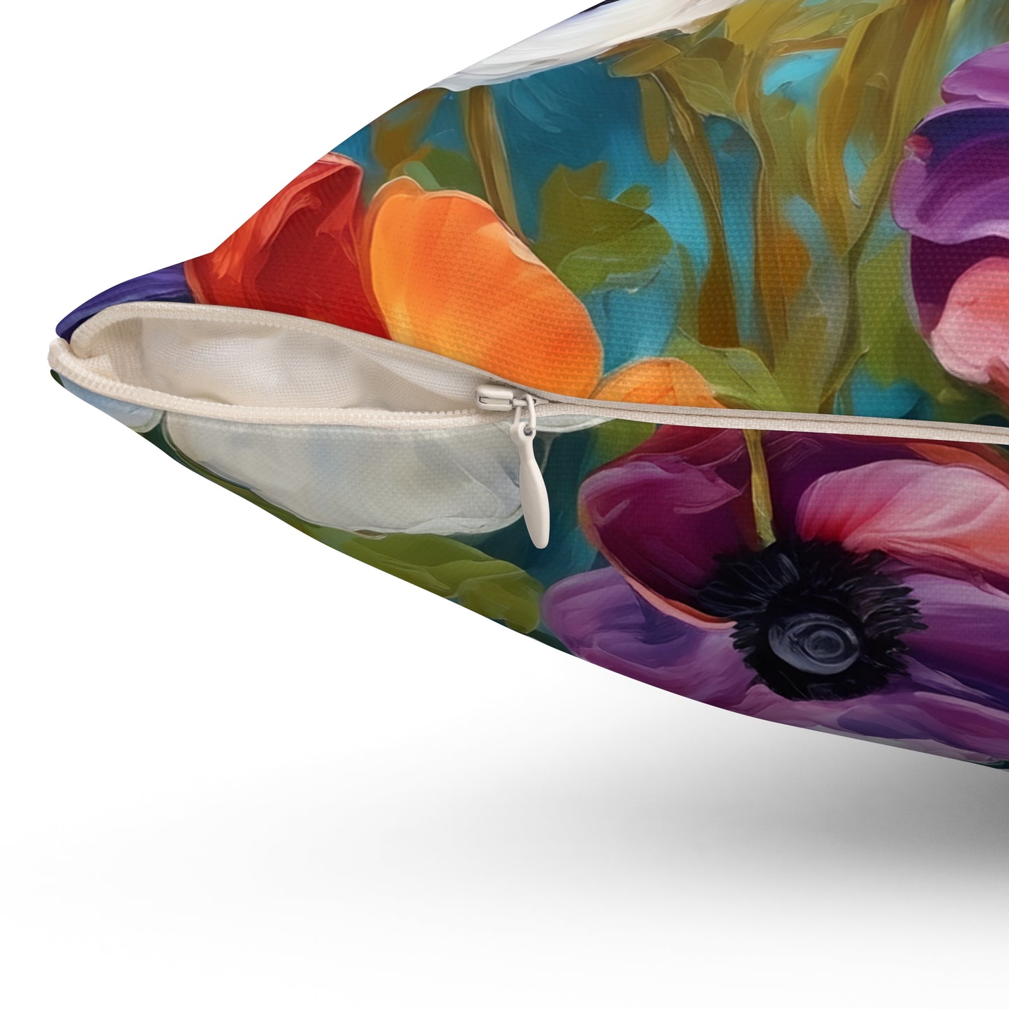 Claude Monet inspired Colorful Anemones Square Pillow