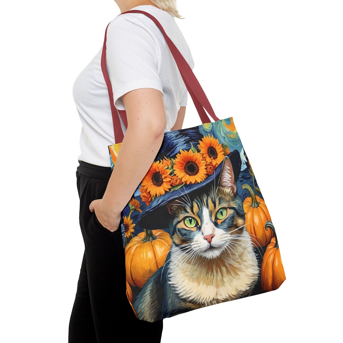 Van Gogh-Inspired Halloween Cat Tote