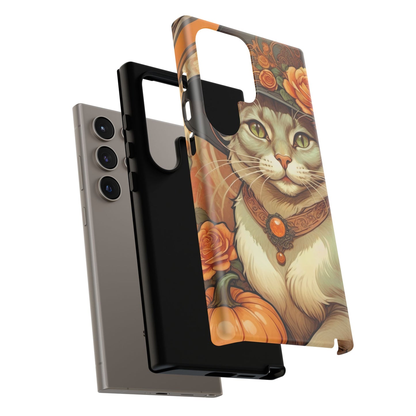 Halloween Alphonse Mucha Tough Phone Cases (A gentleman cat)