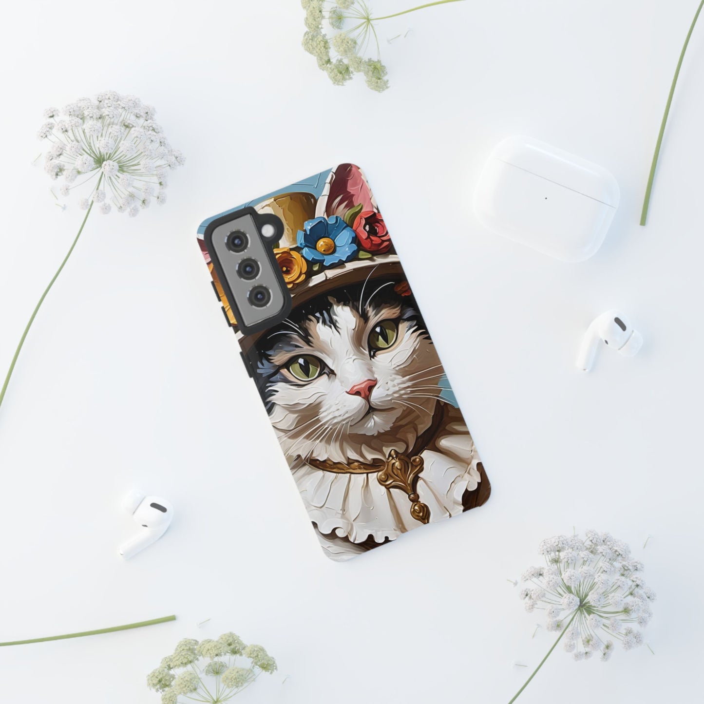 Oil Painting Cat Tough Phone Cases (A Lady)