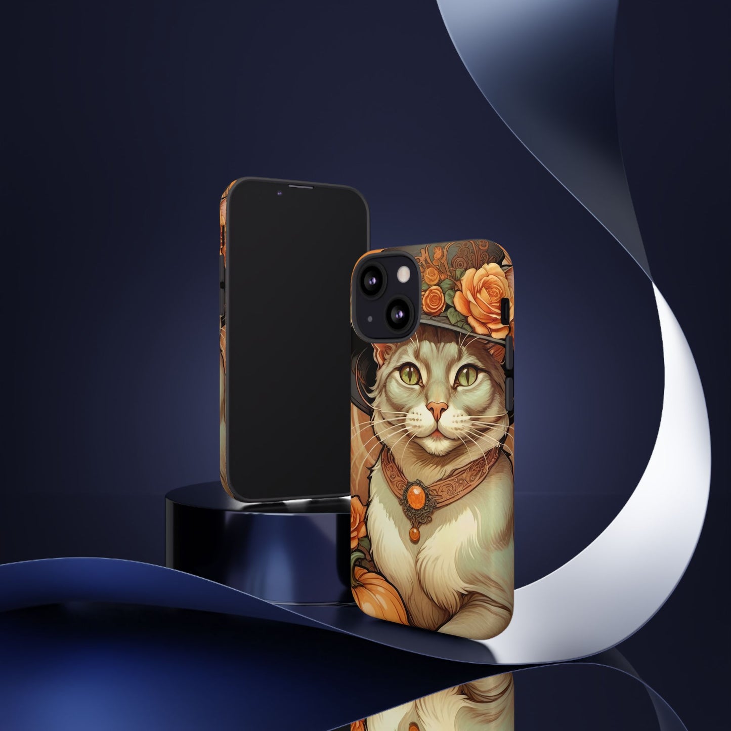 Halloween Alphonse Mucha Tough Phone Cases (A gentleman cat)