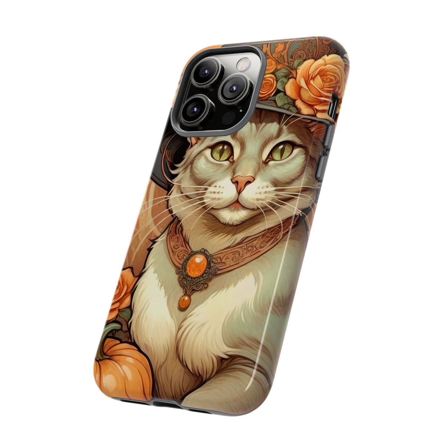 Halloween Alphonse Mucha Tough Phone Cases (A gentleman cat)