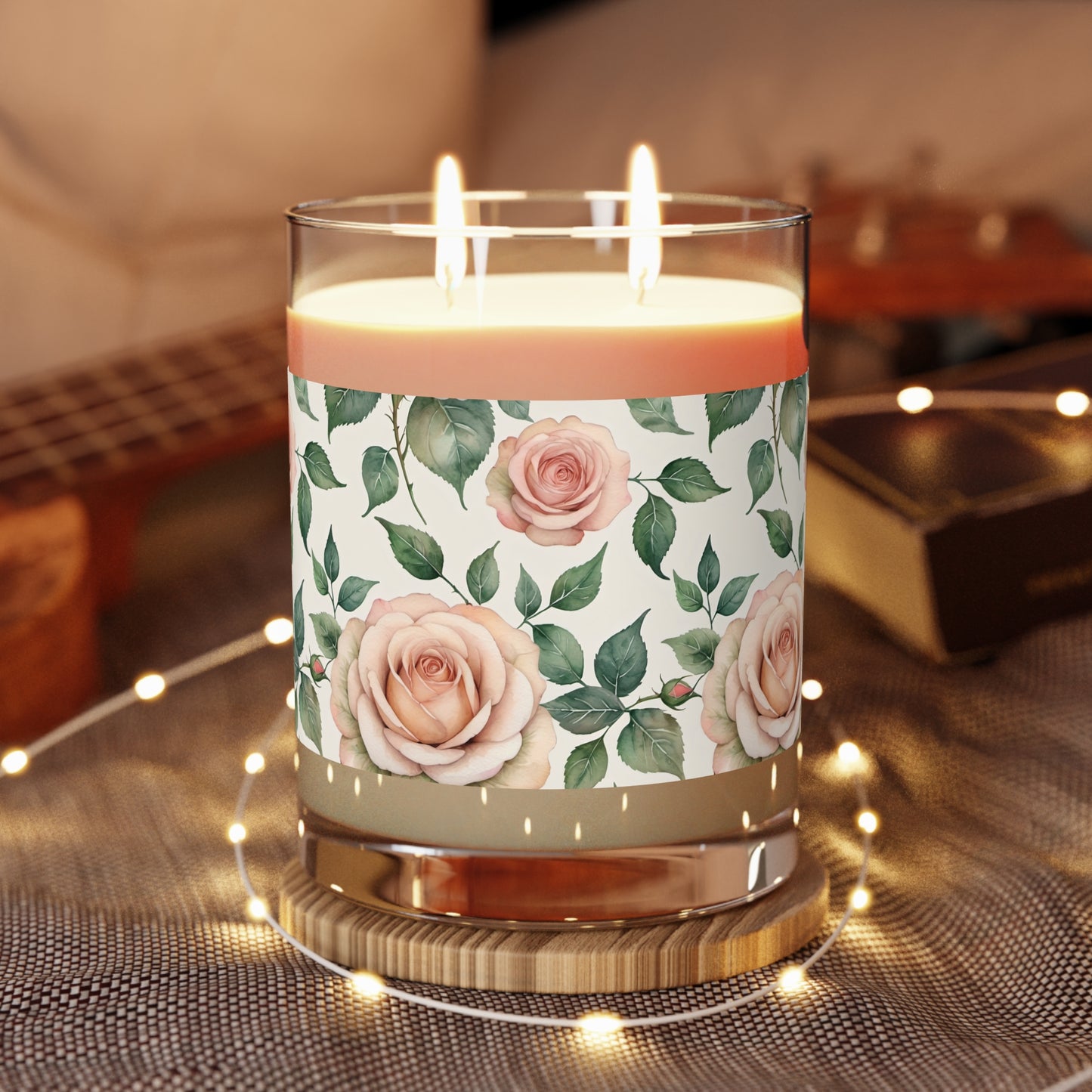 Watercolor Roses Scented Candle 3 - Full Glass, 11oz