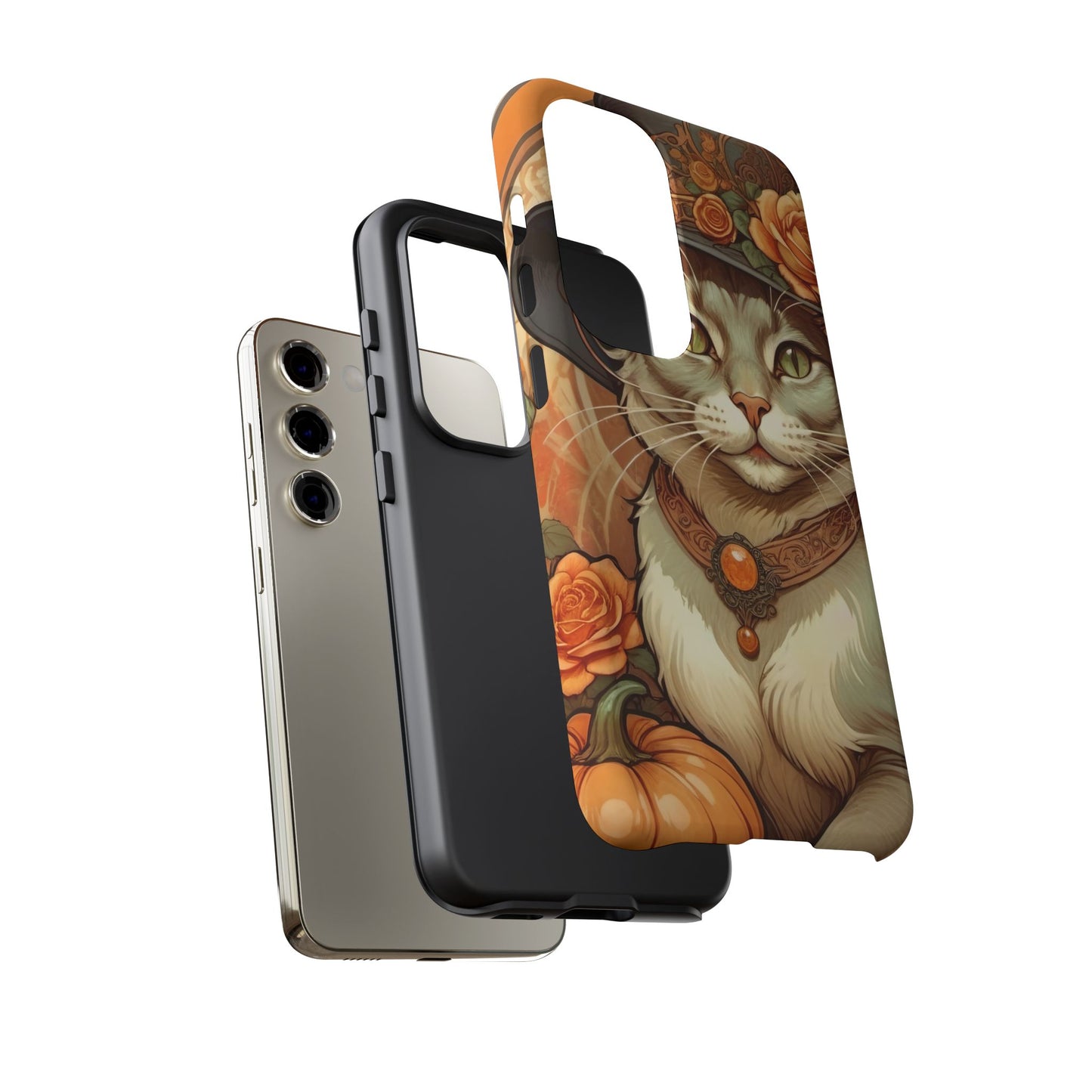 Halloween Alphonse Mucha Tough Phone Cases (A gentleman cat)