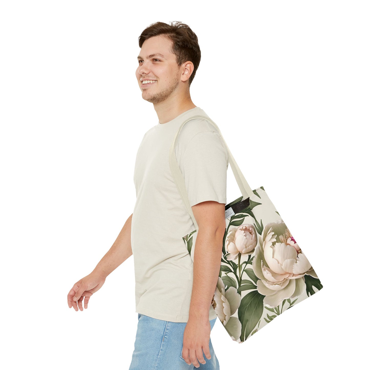 Large Watercolor Peonies Tote Bag