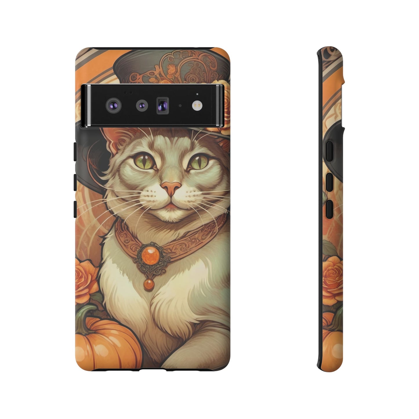 Halloween Alphonse Mucha Tough Phone Cases (A gentleman cat)