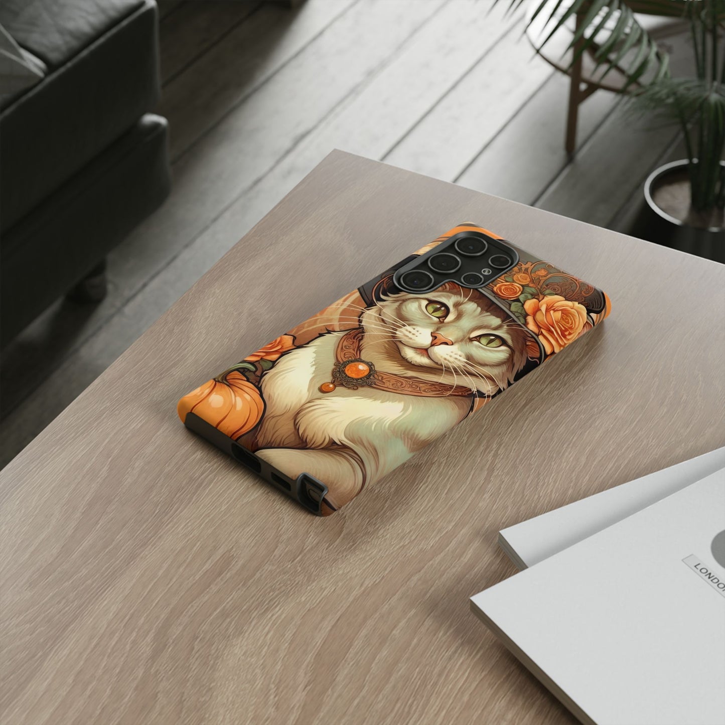 Halloween Alphonse Mucha Tough Phone Cases (A gentleman cat)