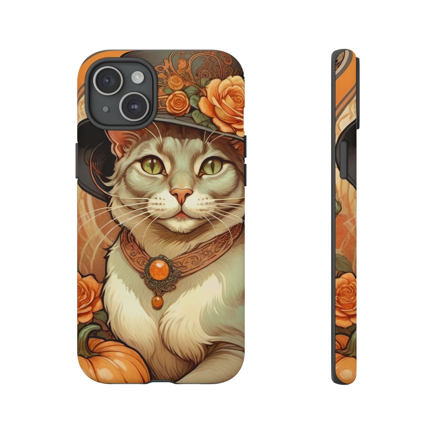 Halloween Alphonse Mucha Tough Phone Cases (A gentleman cat)