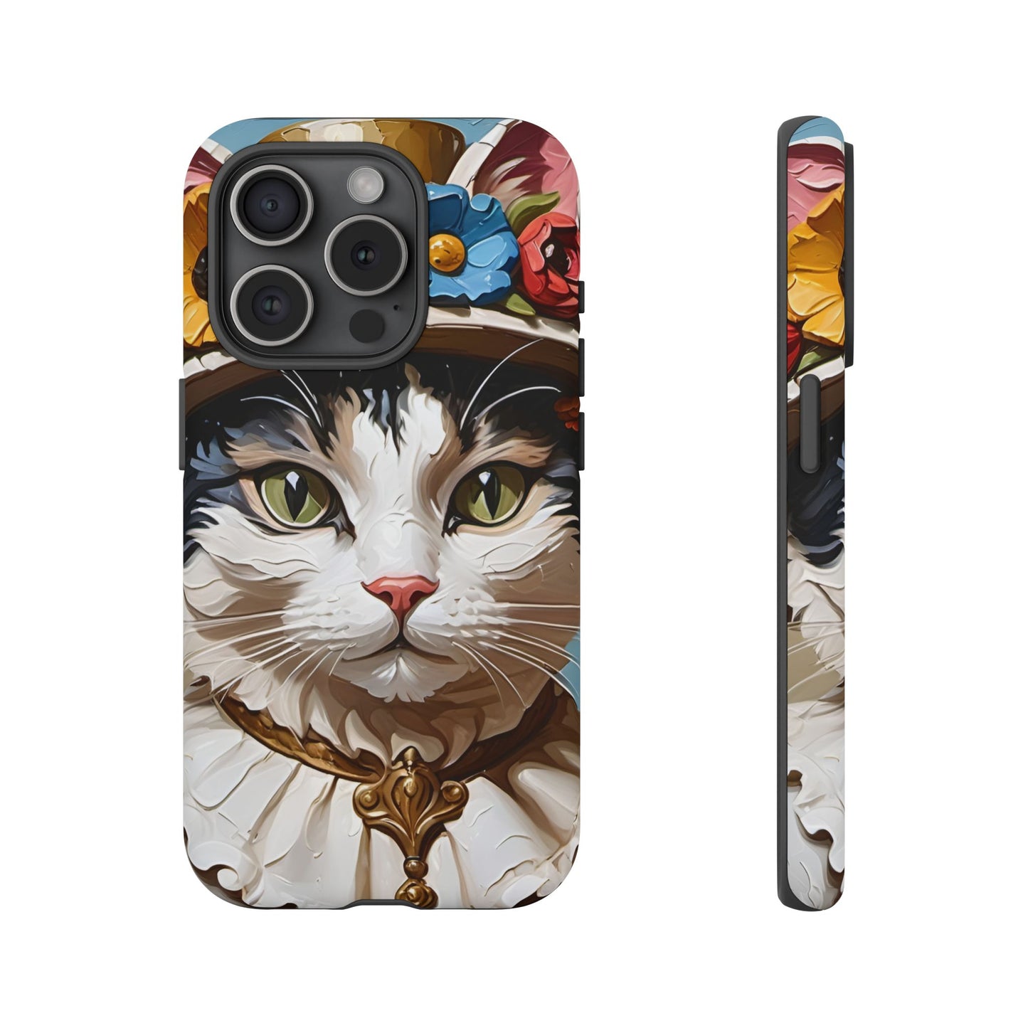 Oil Painting Cat Tough Phone Cases (A Lady)