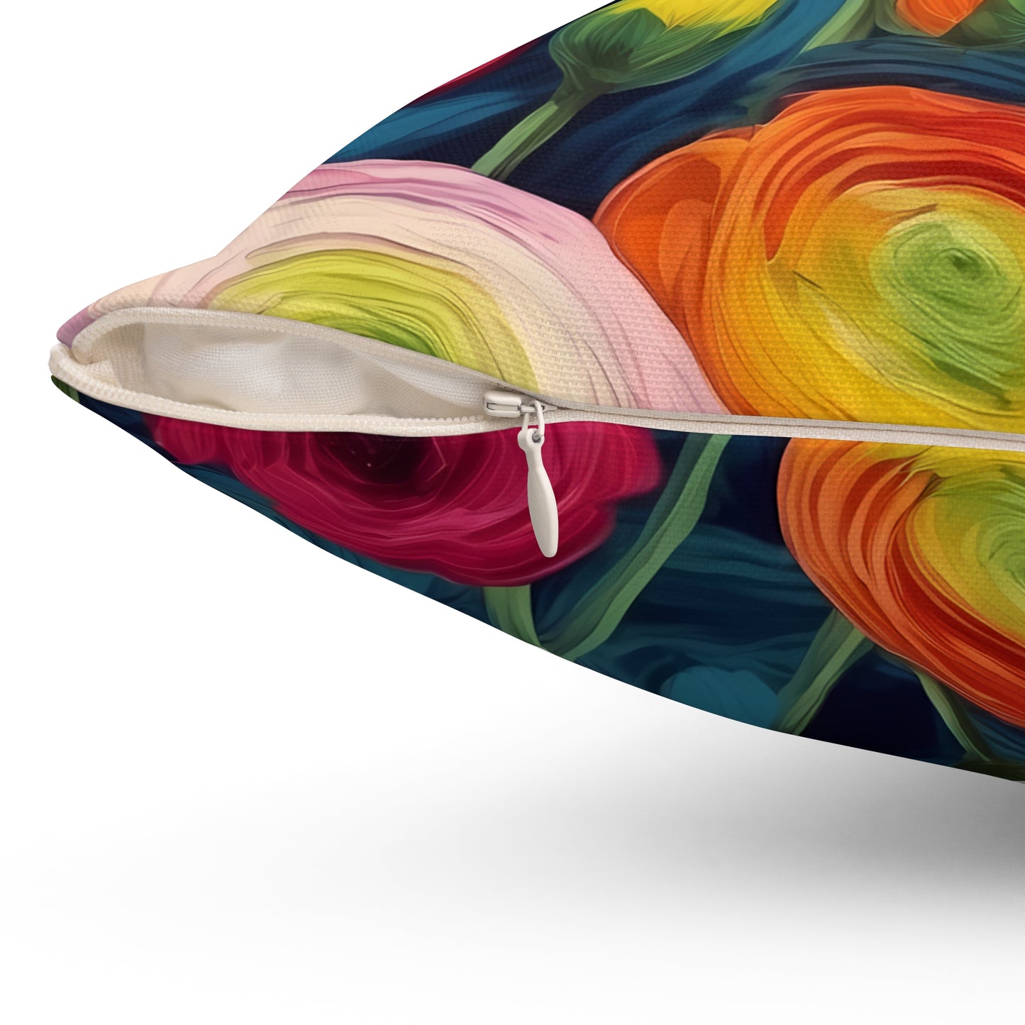 Fauvism inspired Colorful Ranunculus Square Pillow 2