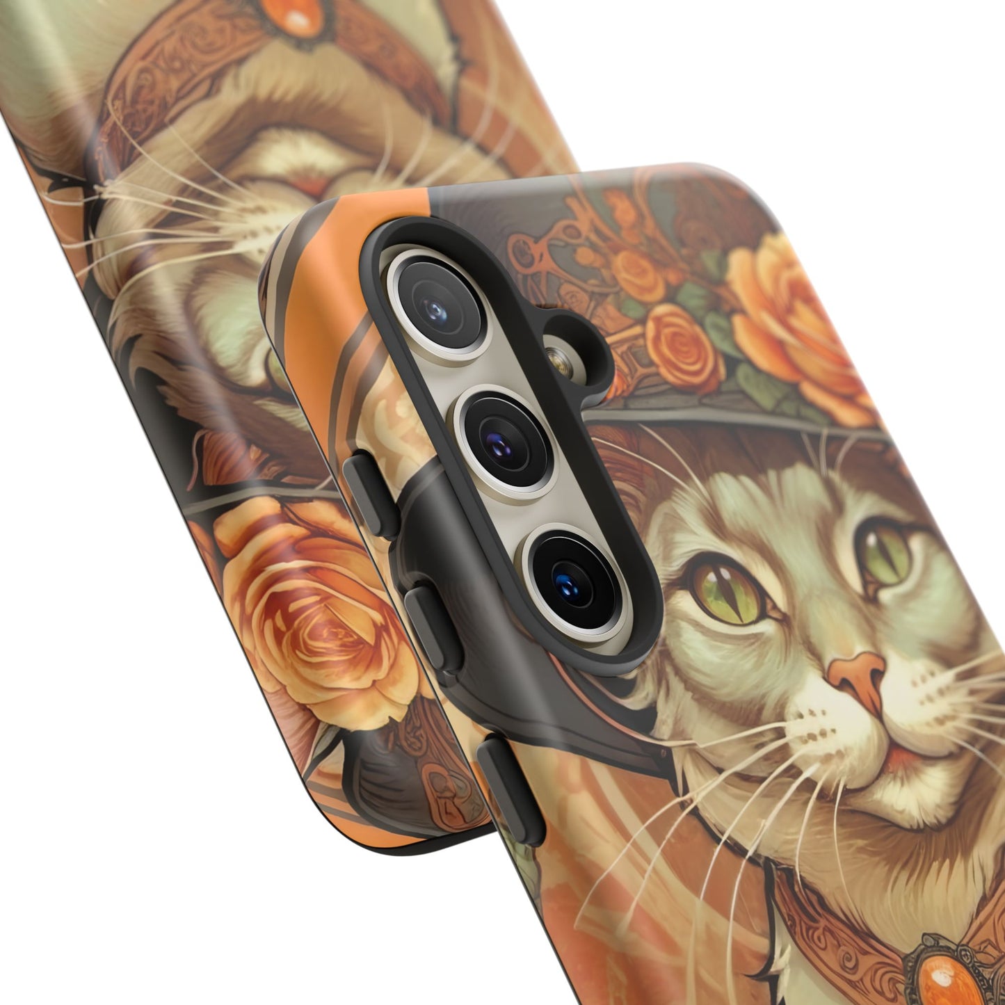 Halloween Alphonse Mucha Tough Phone Cases (A gentleman cat)