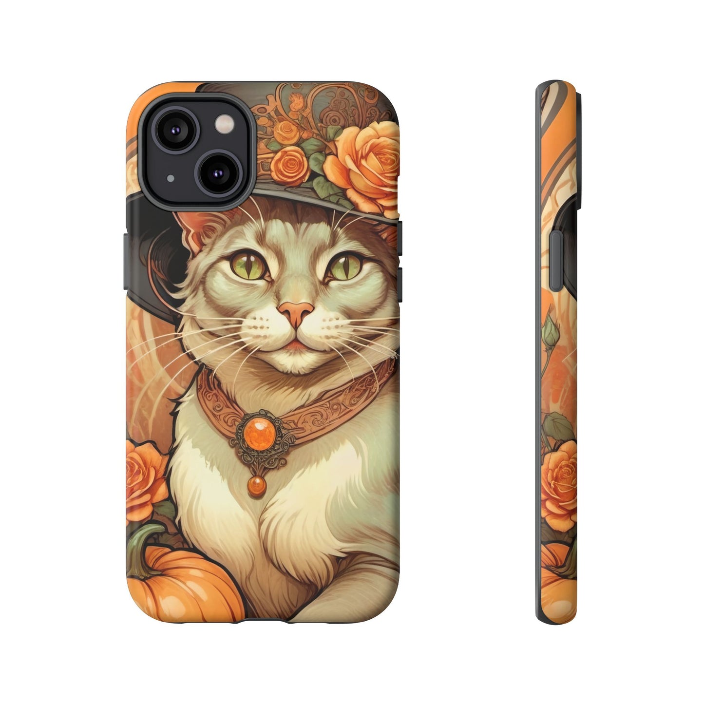 Halloween Alphonse Mucha Tough Phone Cases (A gentleman cat)