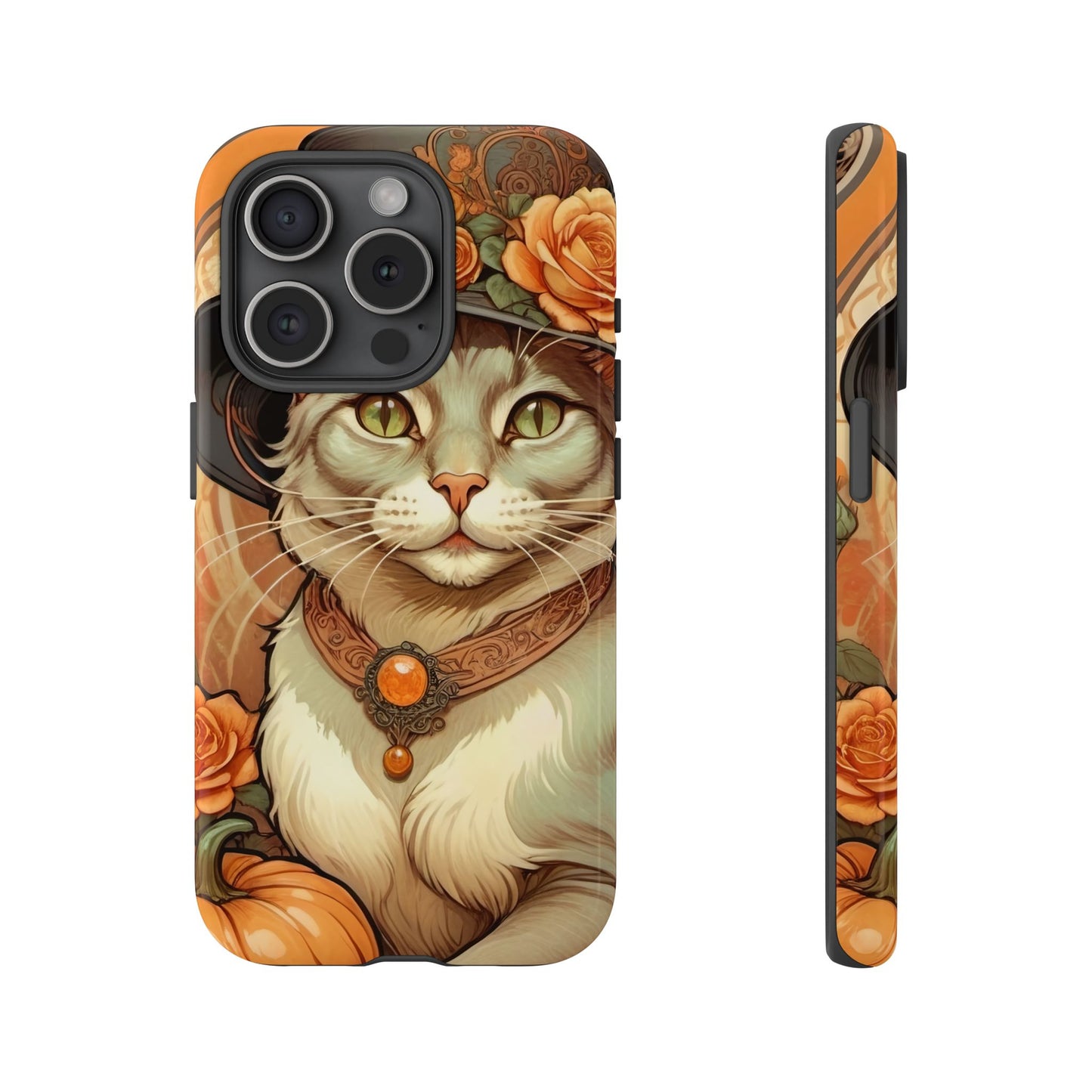 Halloween Alphonse Mucha Tough Phone Cases (A gentleman cat)