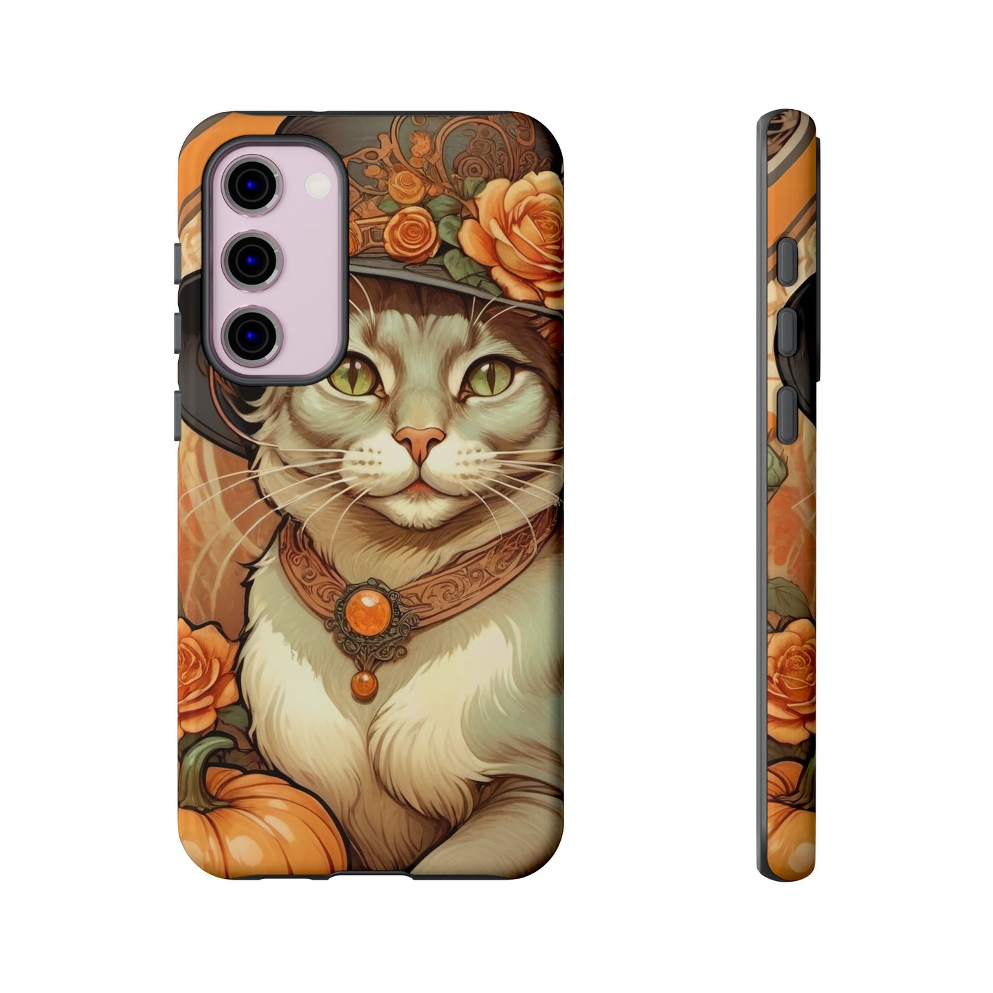 Halloween Alphonse Mucha Tough Phone Cases (A gentleman cat)