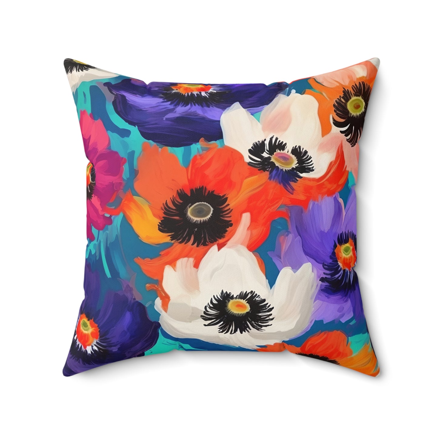 Fauvism inspired Colorful Anemones Square Pillow