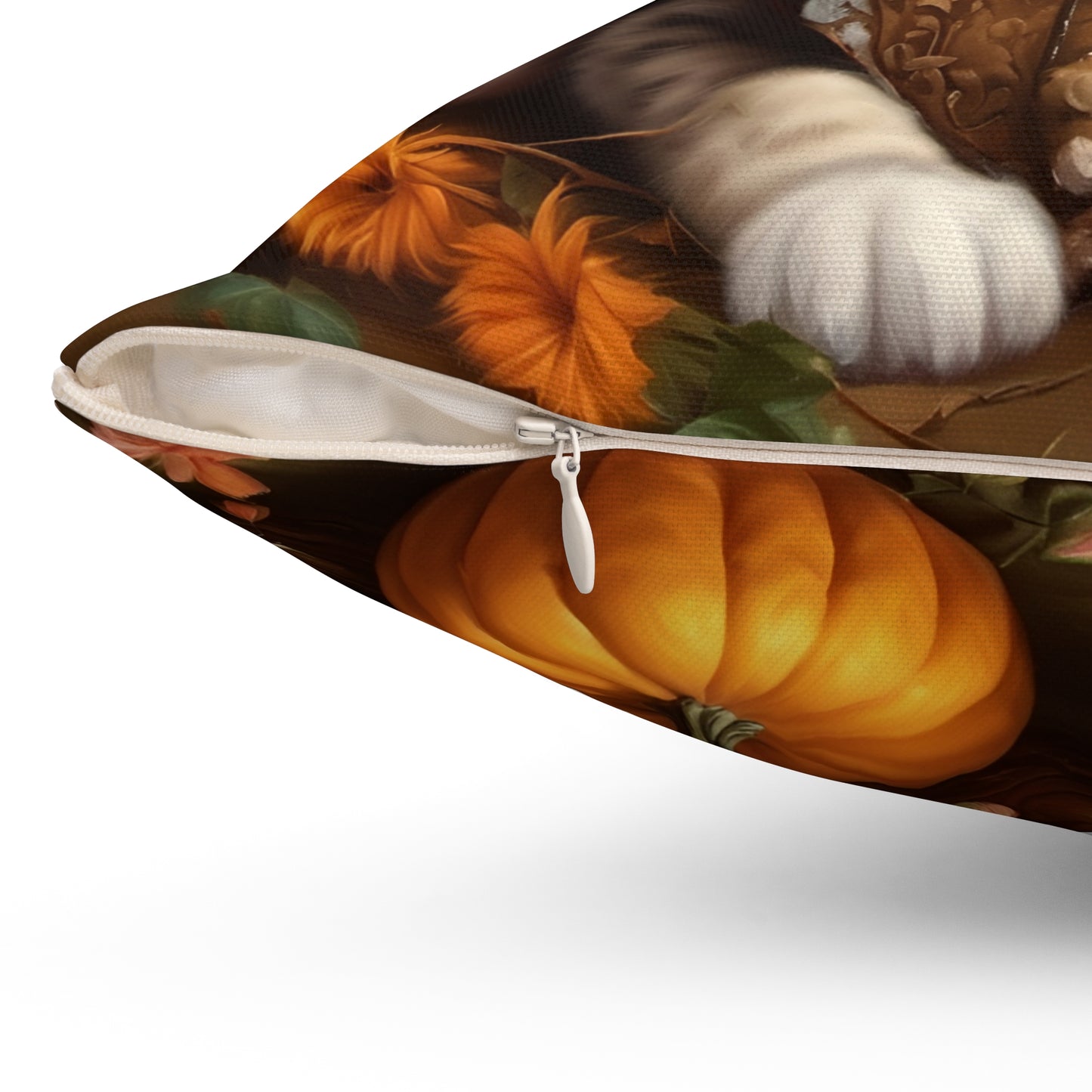 Halloween Rococo Kitten Square Pillow