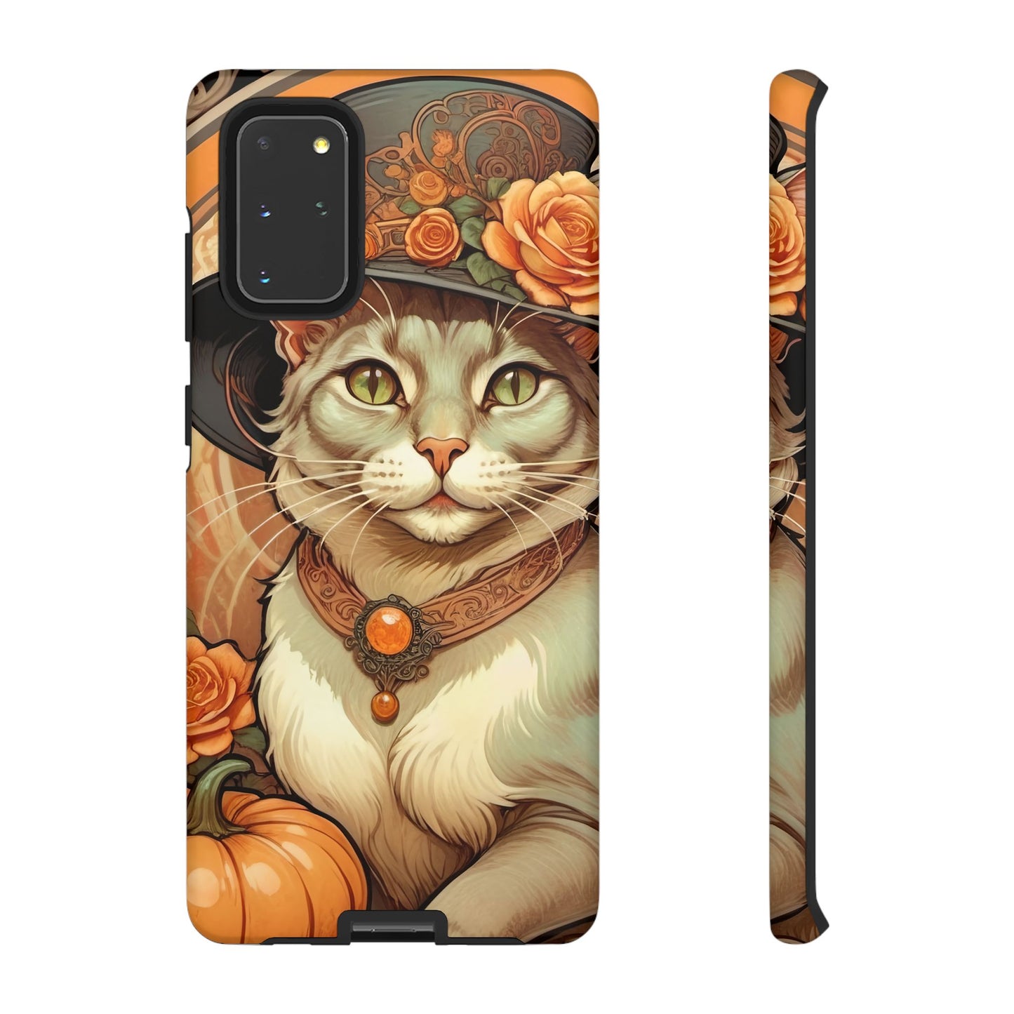 Halloween Alphonse Mucha Tough Phone Cases (A gentleman cat)