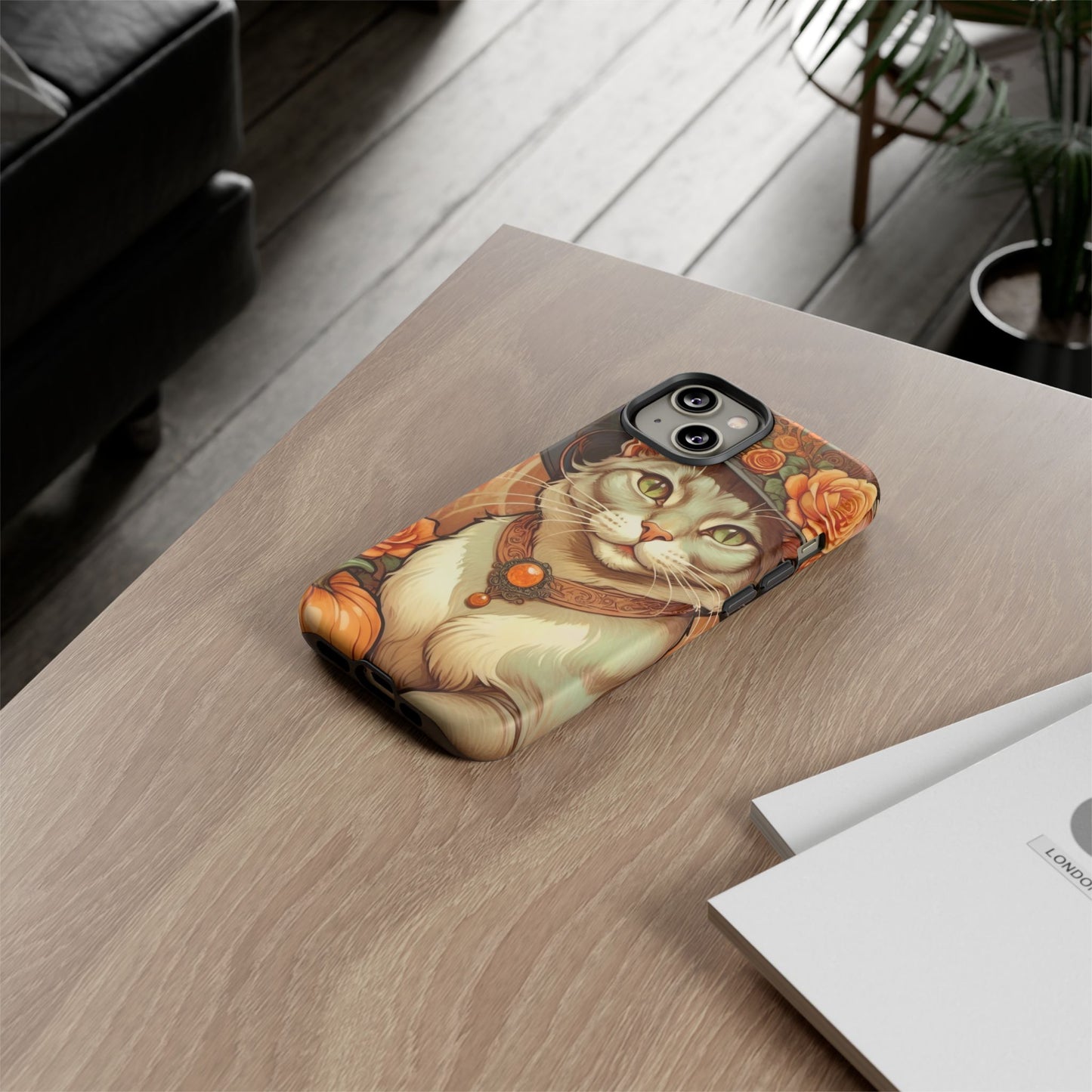 Halloween Alphonse Mucha Tough Phone Cases (A gentleman cat)