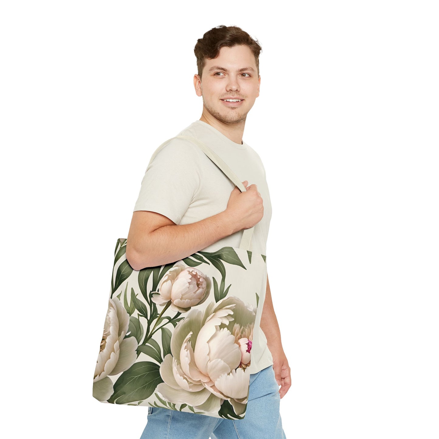 Large Watercolor Peonies Tote Bag
