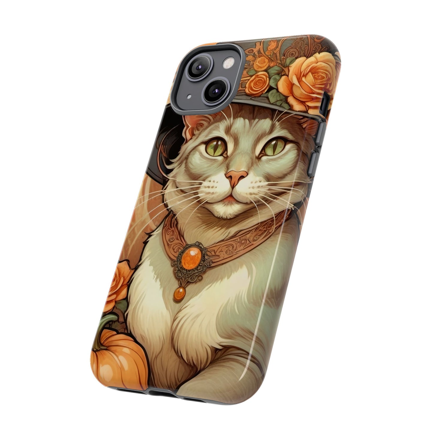 Halloween Alphonse Mucha Tough Phone Cases (A gentleman cat)