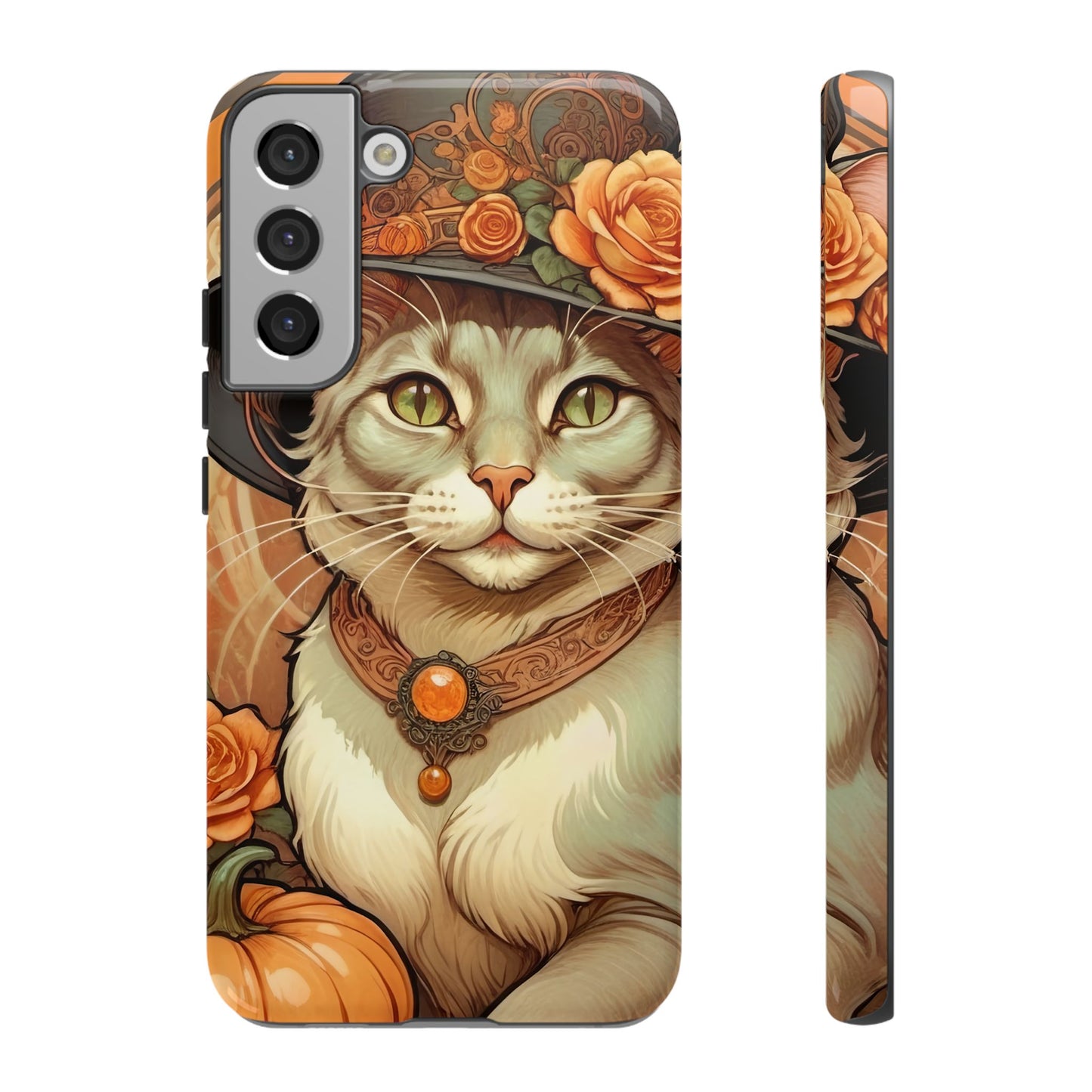 Halloween Alphonse Mucha Tough Phone Cases (A gentleman cat)