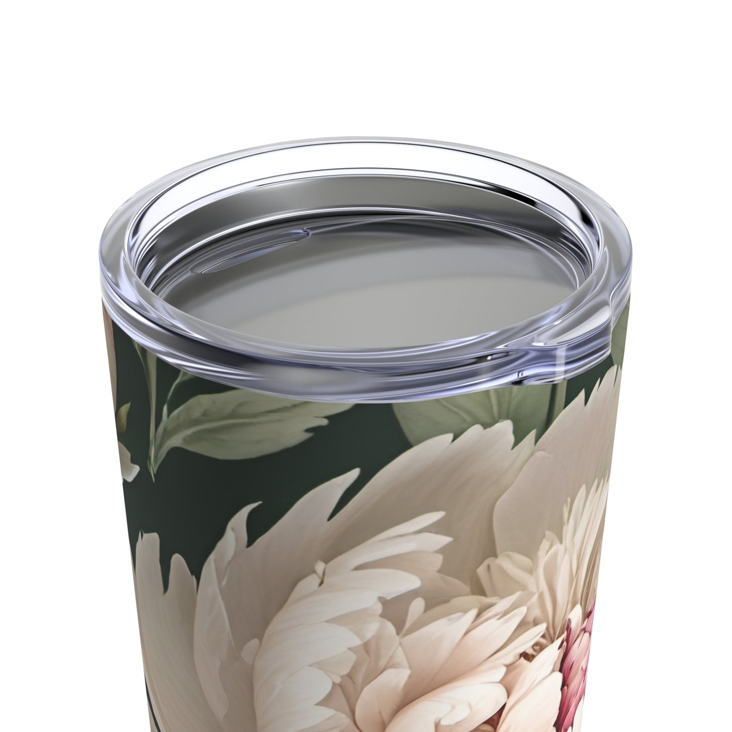 Watercolor Large Tender Peonies on Green Background Tumbler 20oz