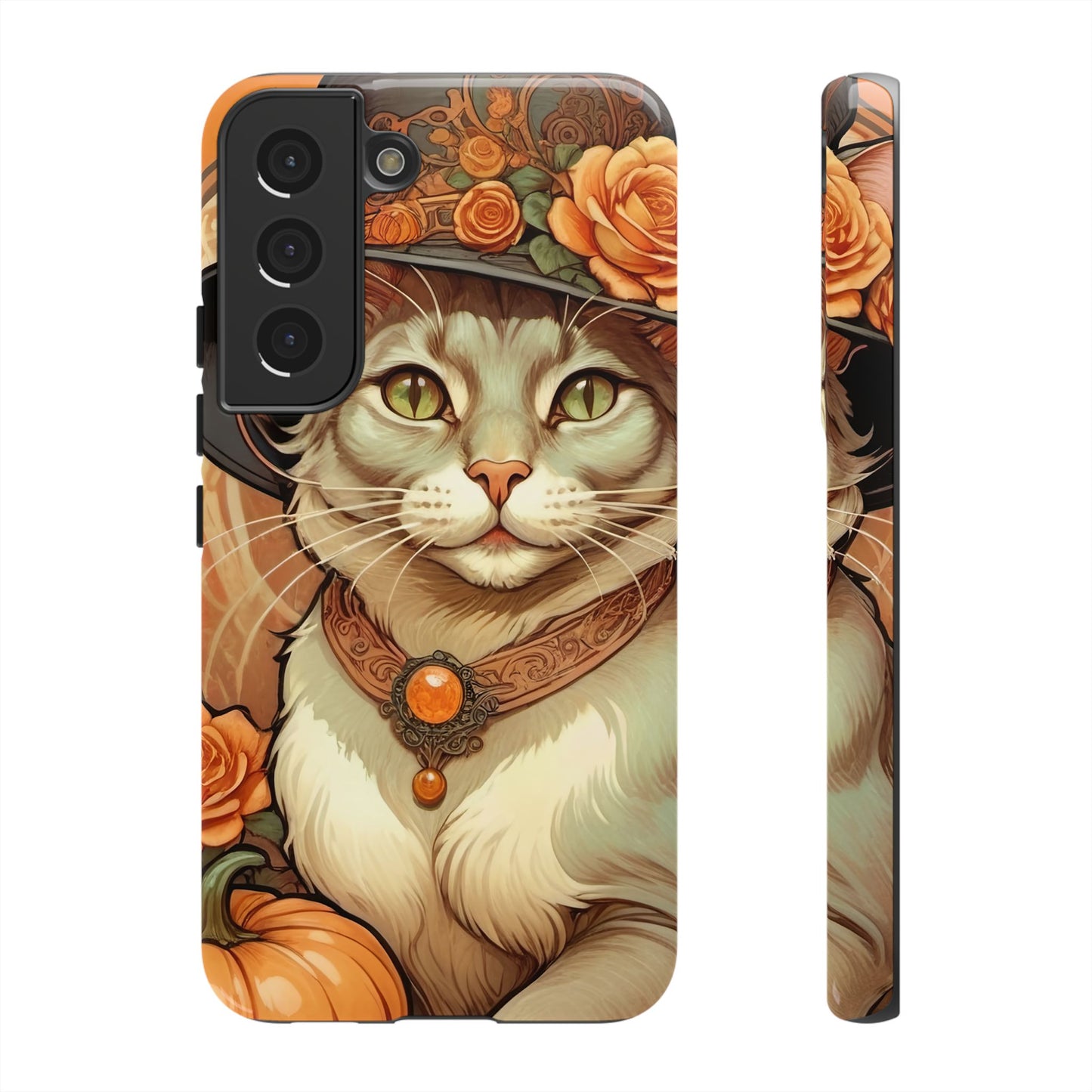 Halloween Alphonse Mucha Tough Phone Cases (A gentleman cat)
