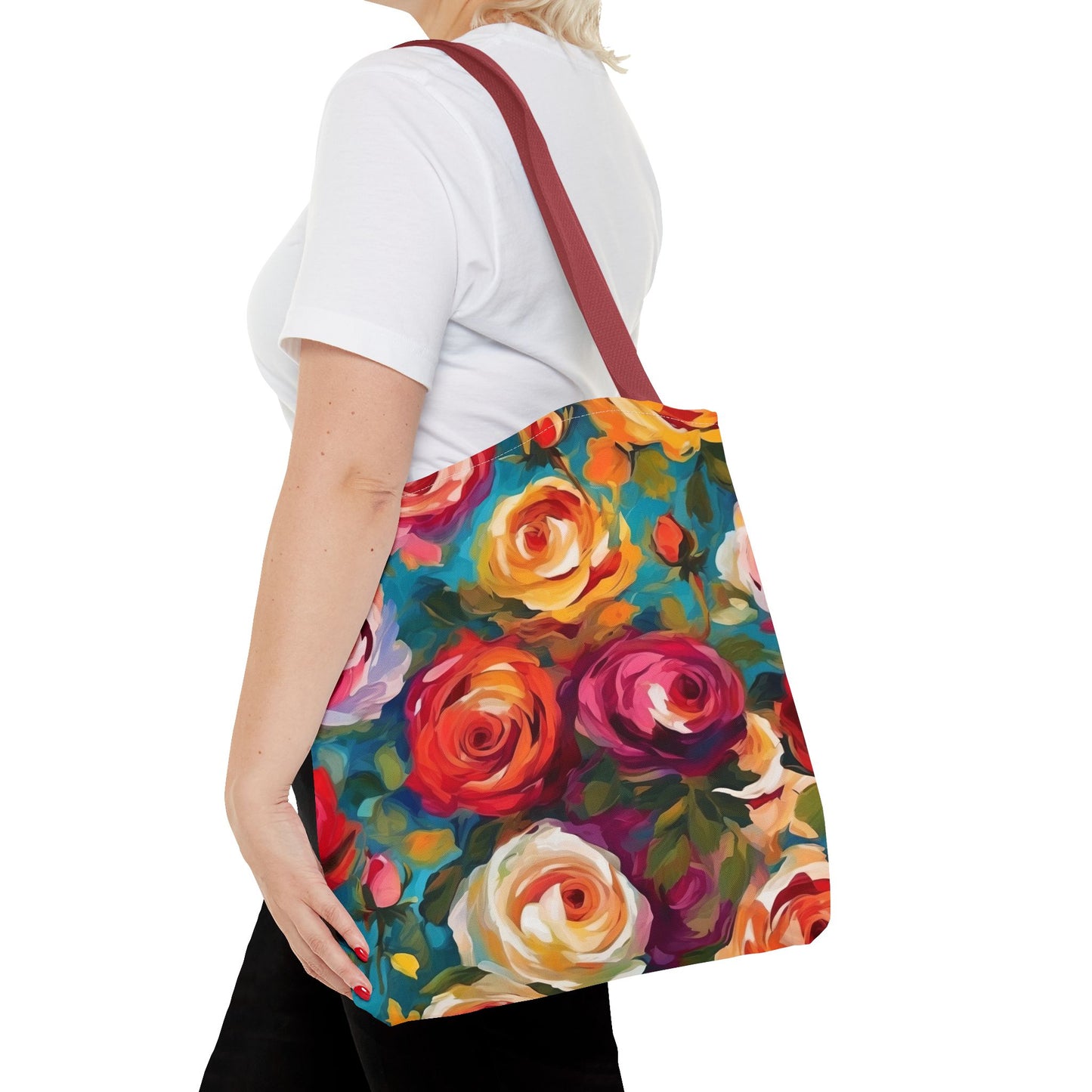 Claude Monet inspired Colorful Garden Roses Tote Bag