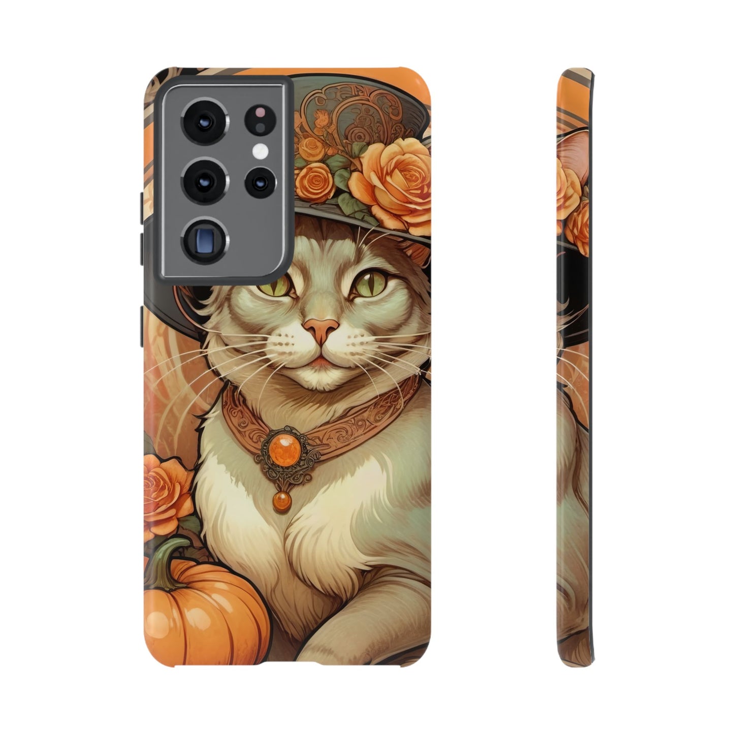 Halloween Alphonse Mucha Tough Phone Cases (A gentleman cat)