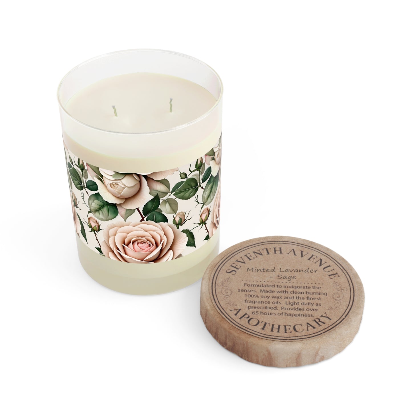 Watercolor Roses Scented Candle - Full Glass, 11oz
