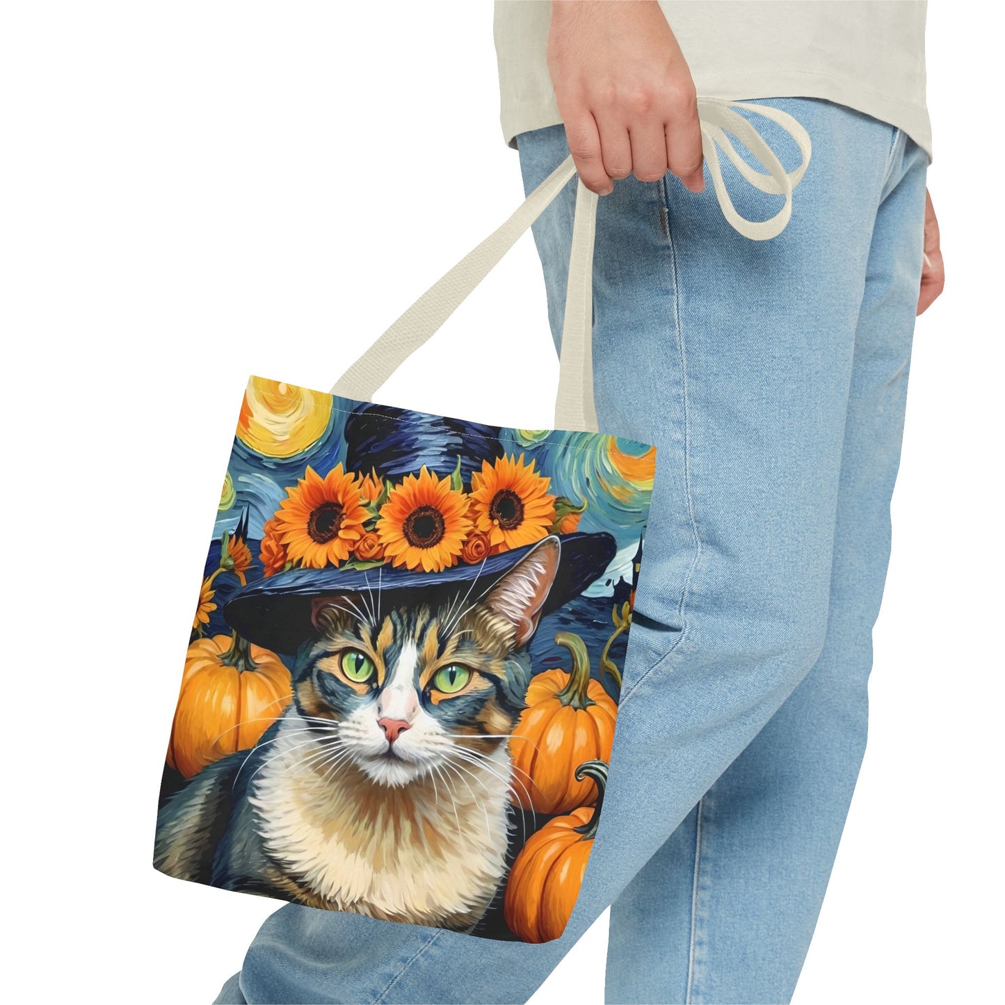 Van Gogh-Inspired Halloween Cat Tote
