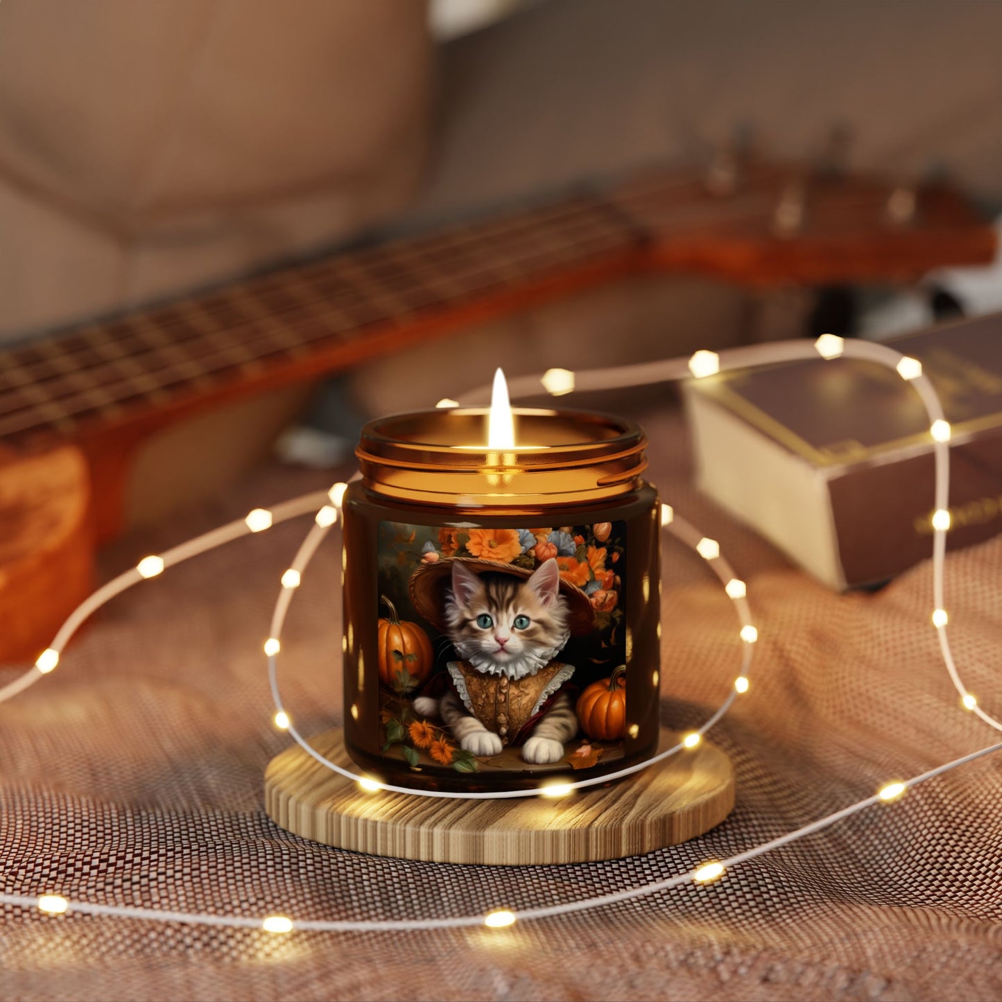 Halloween Rococo Cat Scented Soy Candle 2 (Amber Jar)