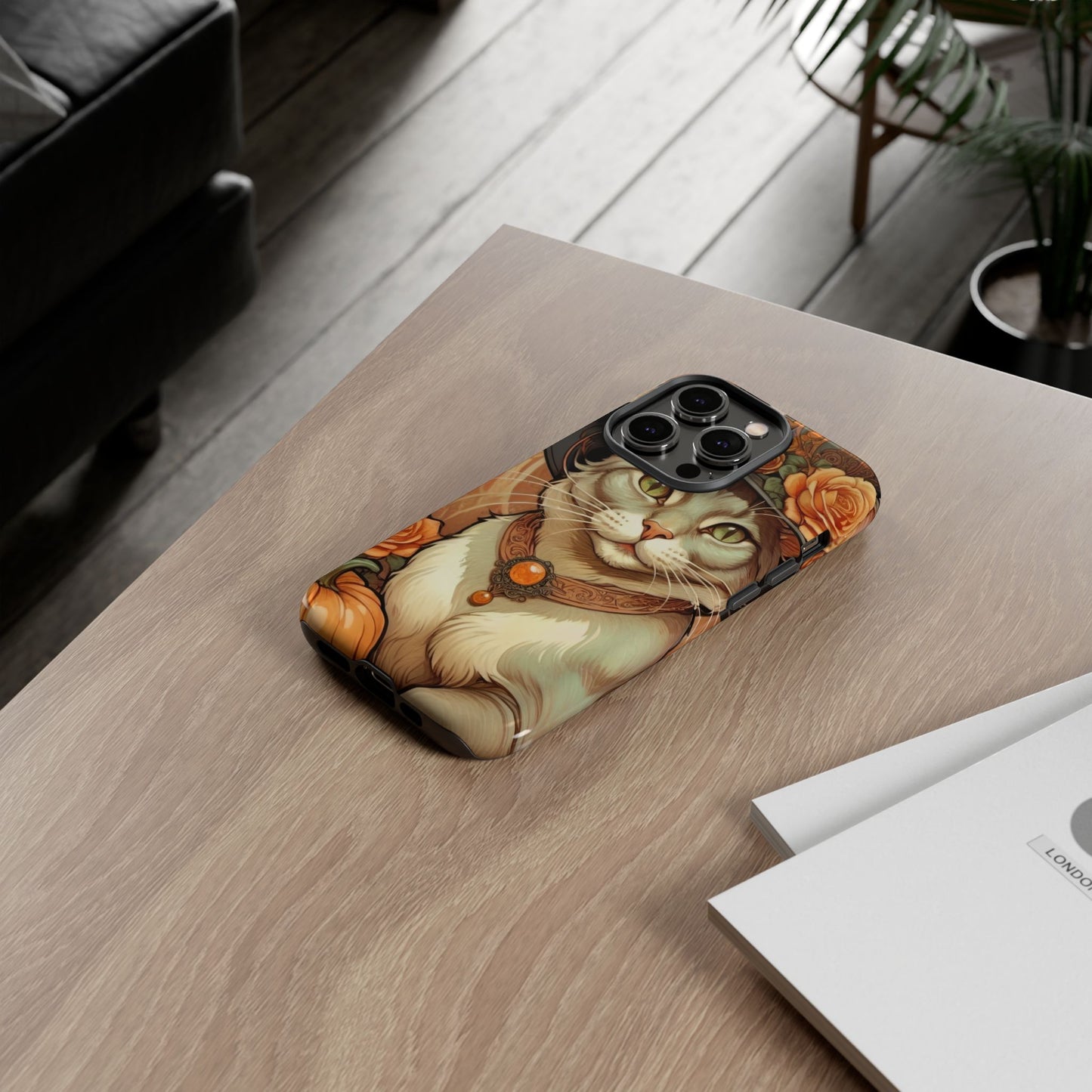 Halloween Alphonse Mucha Tough Phone Cases (A gentleman cat)