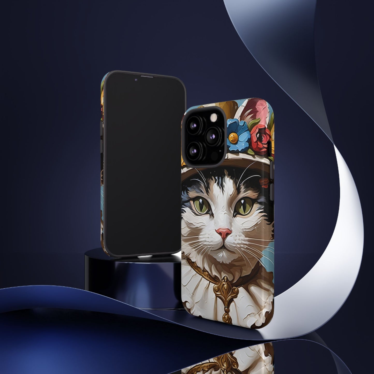 Oil Painting Cat Tough Phone Cases (A Lady)