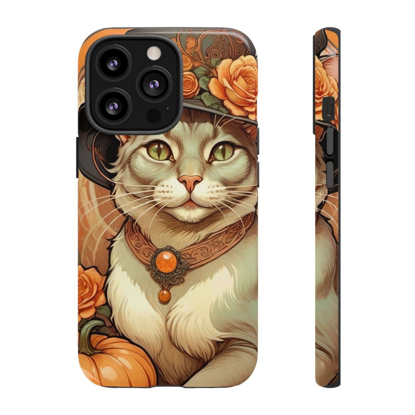 Halloween Alphonse Mucha Tough Phone Cases (A gentleman cat)