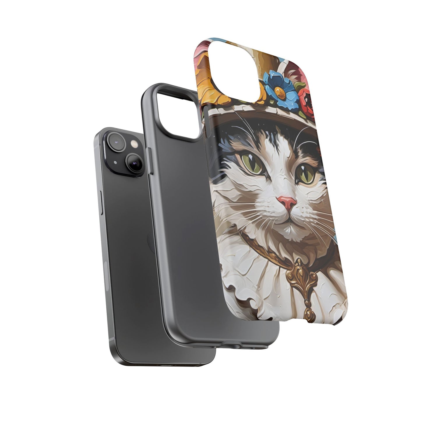 Oil Painting Cat Tough Phone Cases (A Lady)