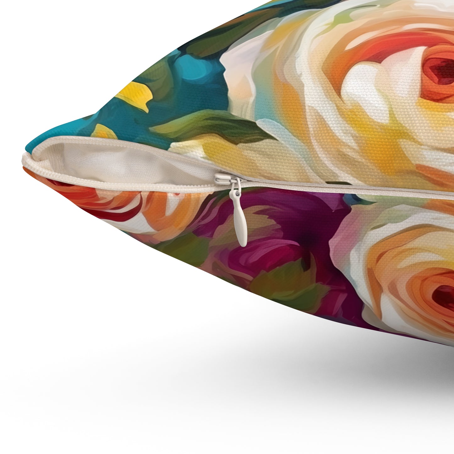 Claude Monet inspired Colorful Roses Square Pillow