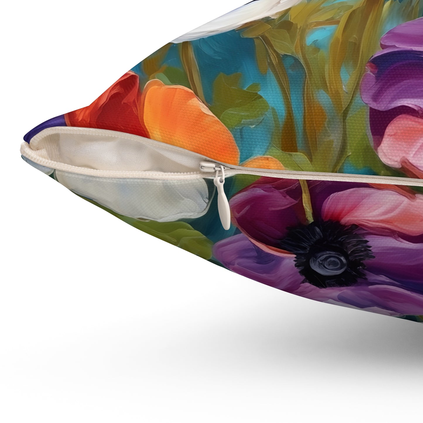 Claude Monet inspired Colorful Anemones Square Pillow