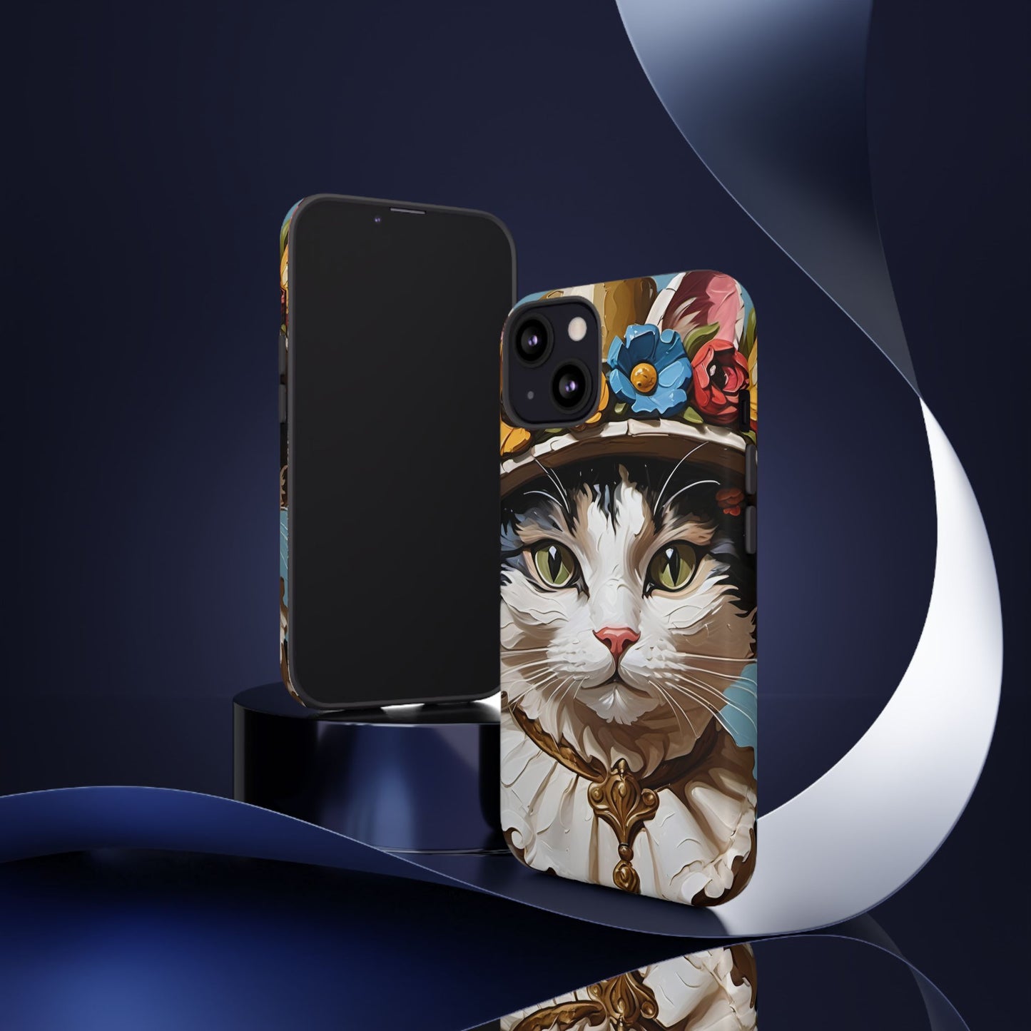 Oil Painting Cat Tough Phone Cases (A Lady)