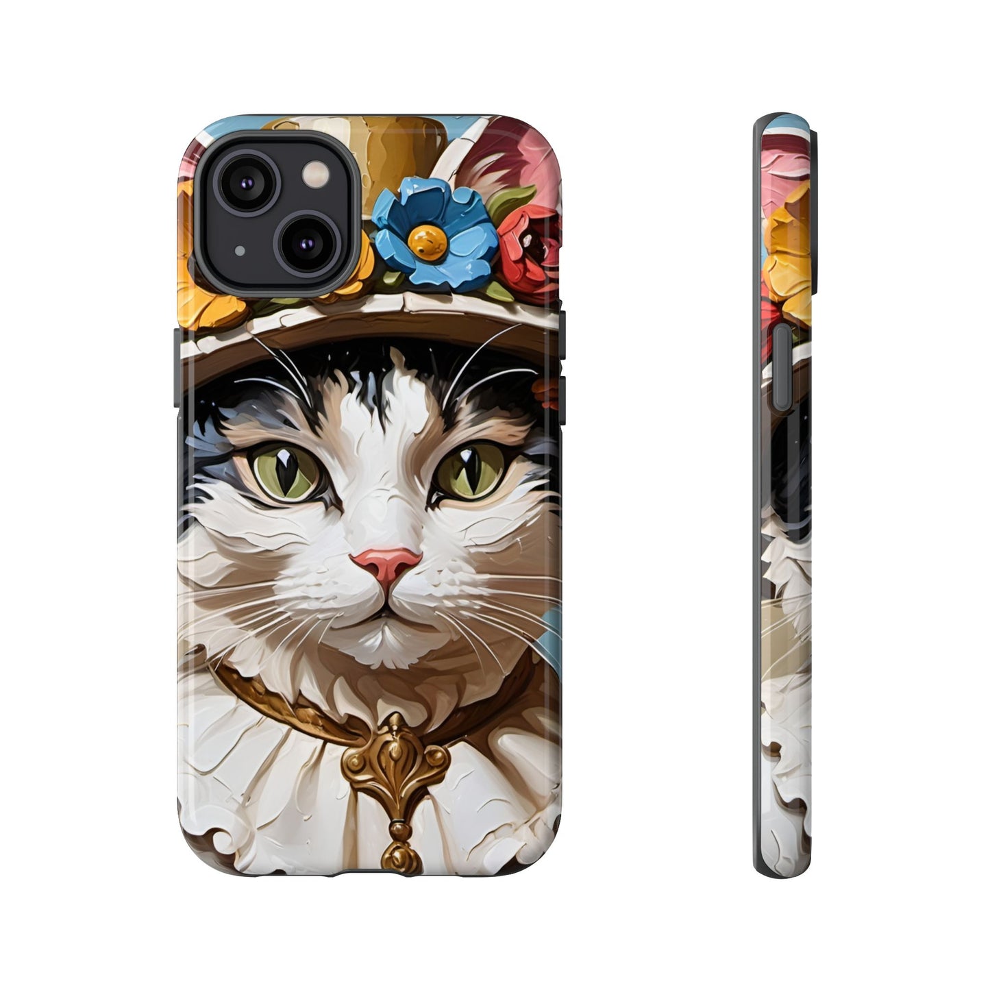 Oil Painting Cat Tough Phone Cases (A Lady)