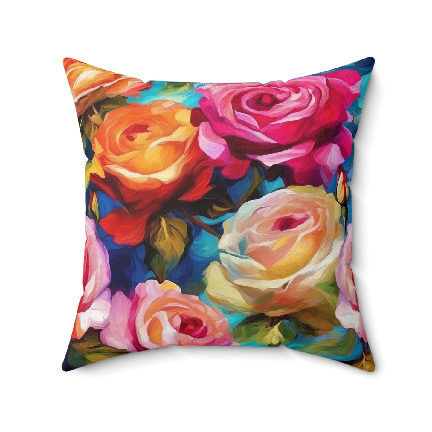 Fauvism inspired Colorful Roses Square Pillow