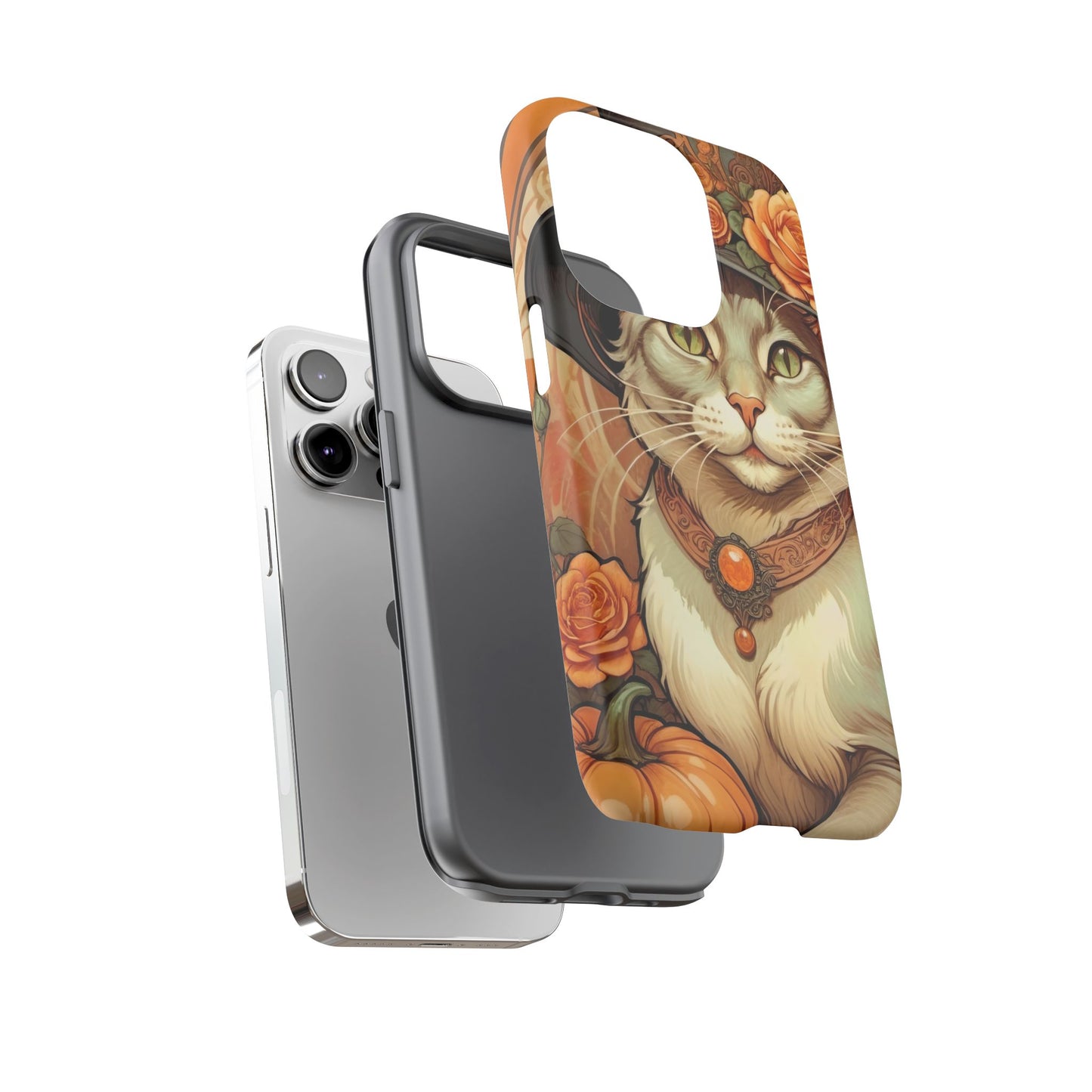 Halloween Alphonse Mucha Tough Phone Cases (A gentleman cat)