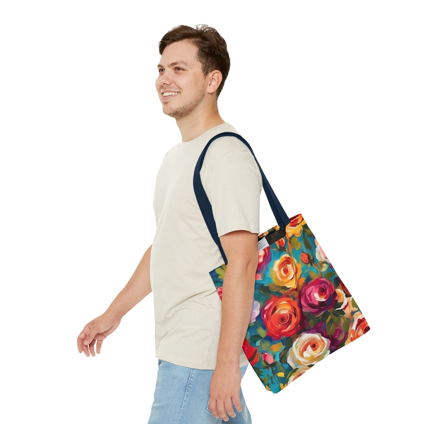 Claude Monet inspired Colorful Garden Roses Tote Bag