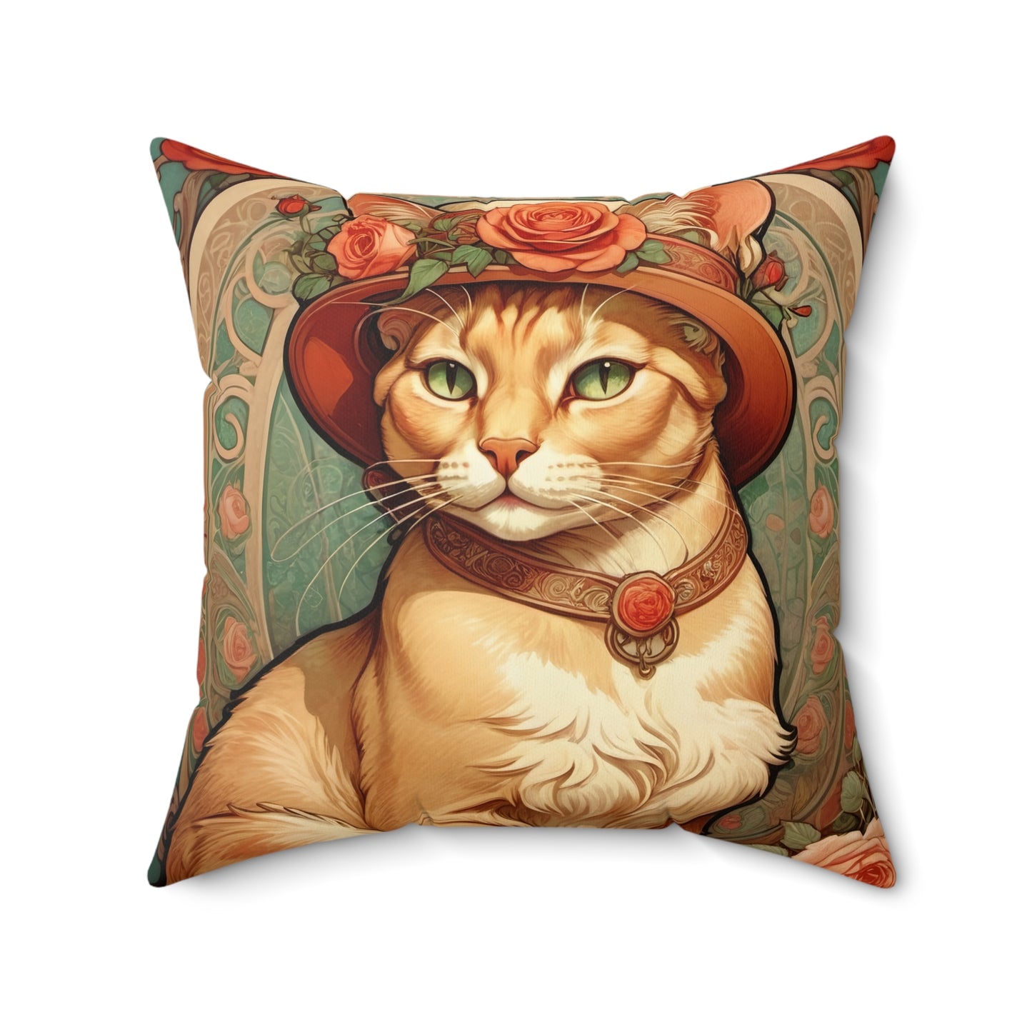 Art Nouveau Cat Square Pillow