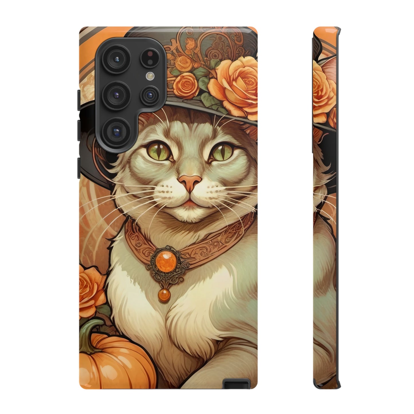 Halloween Alphonse Mucha Tough Phone Cases (A gentleman cat)