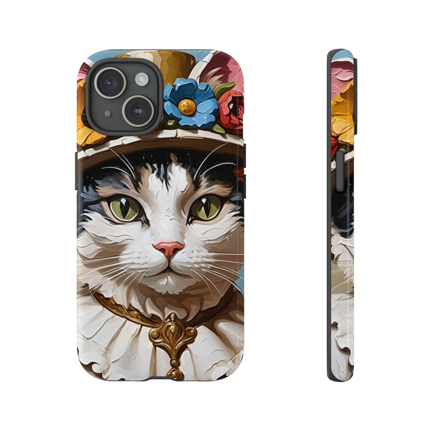 Oil Painting Cat Tough Phone Cases (A Lady)