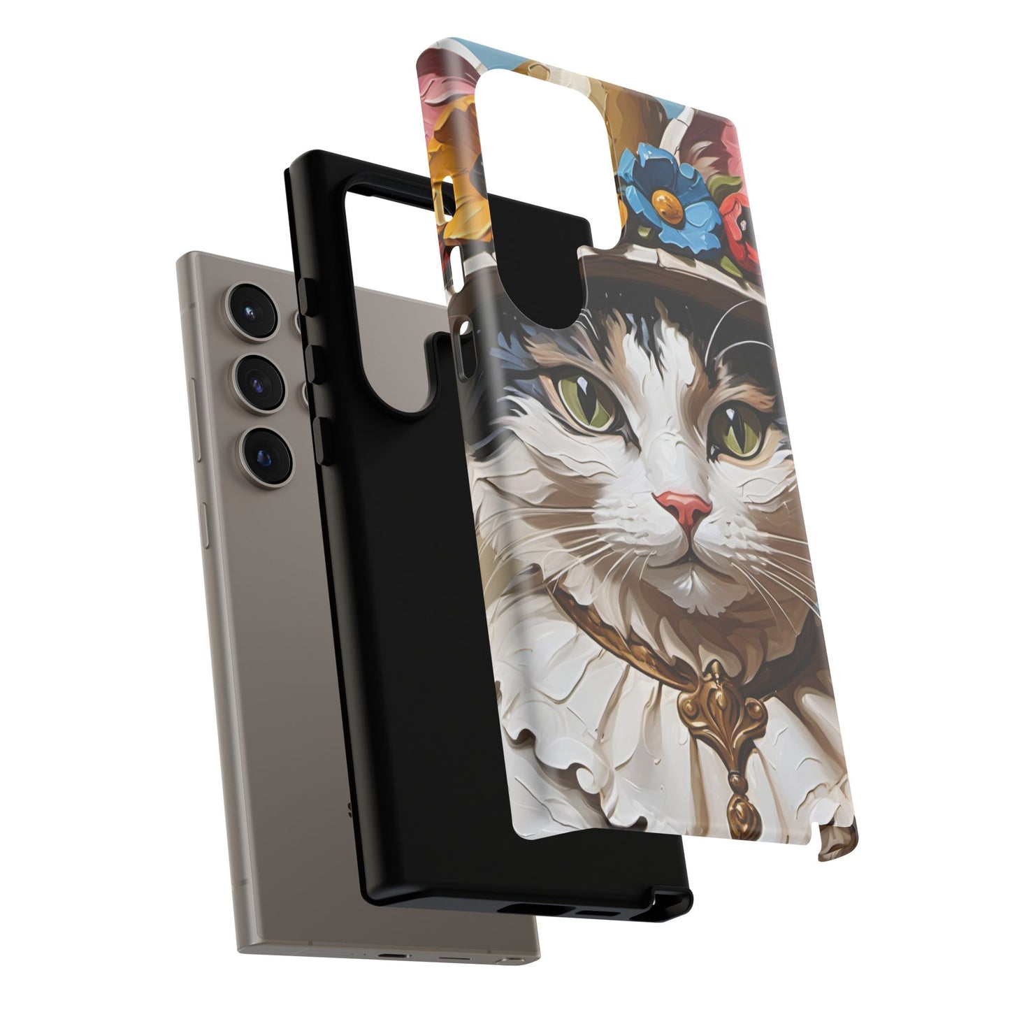 Oil Painting Cat Tough Phone Cases (A Lady)