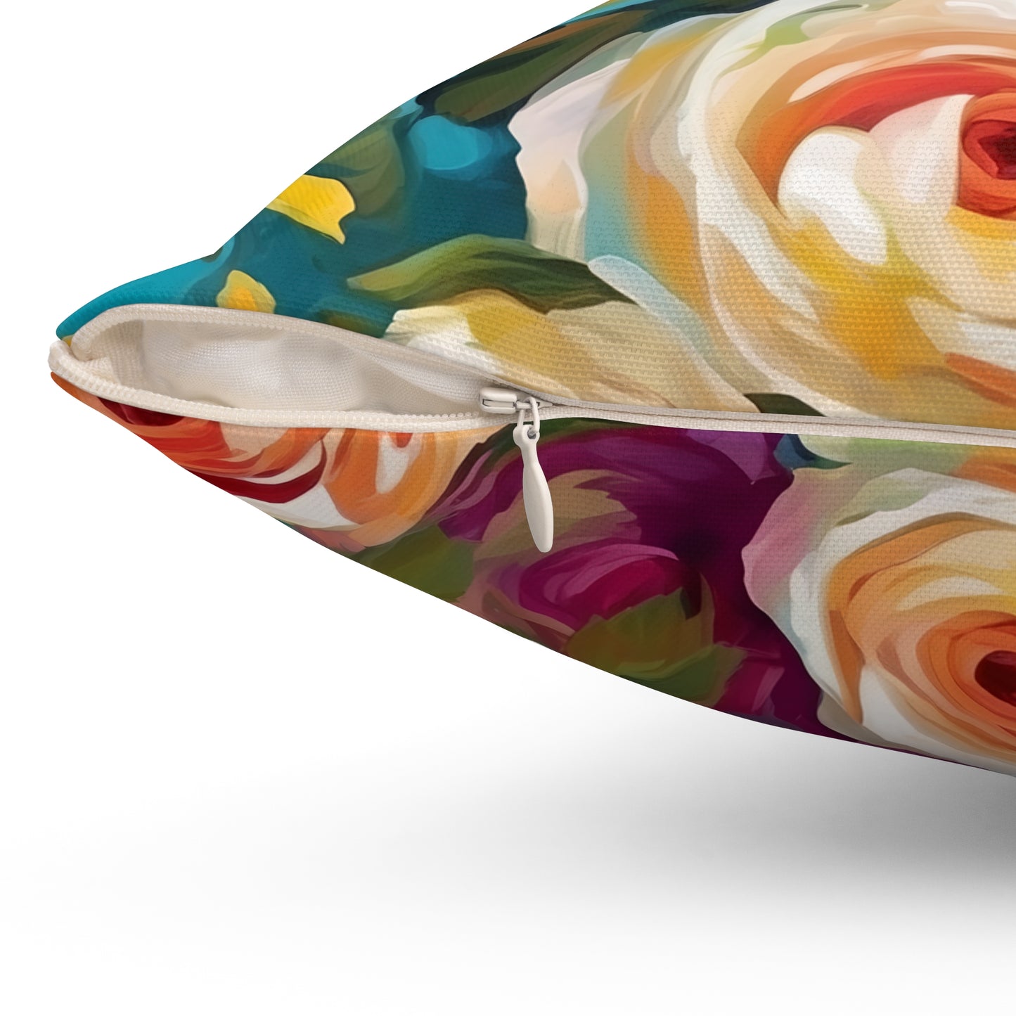 Claude Monet inspired Colorful Roses Square Pillow