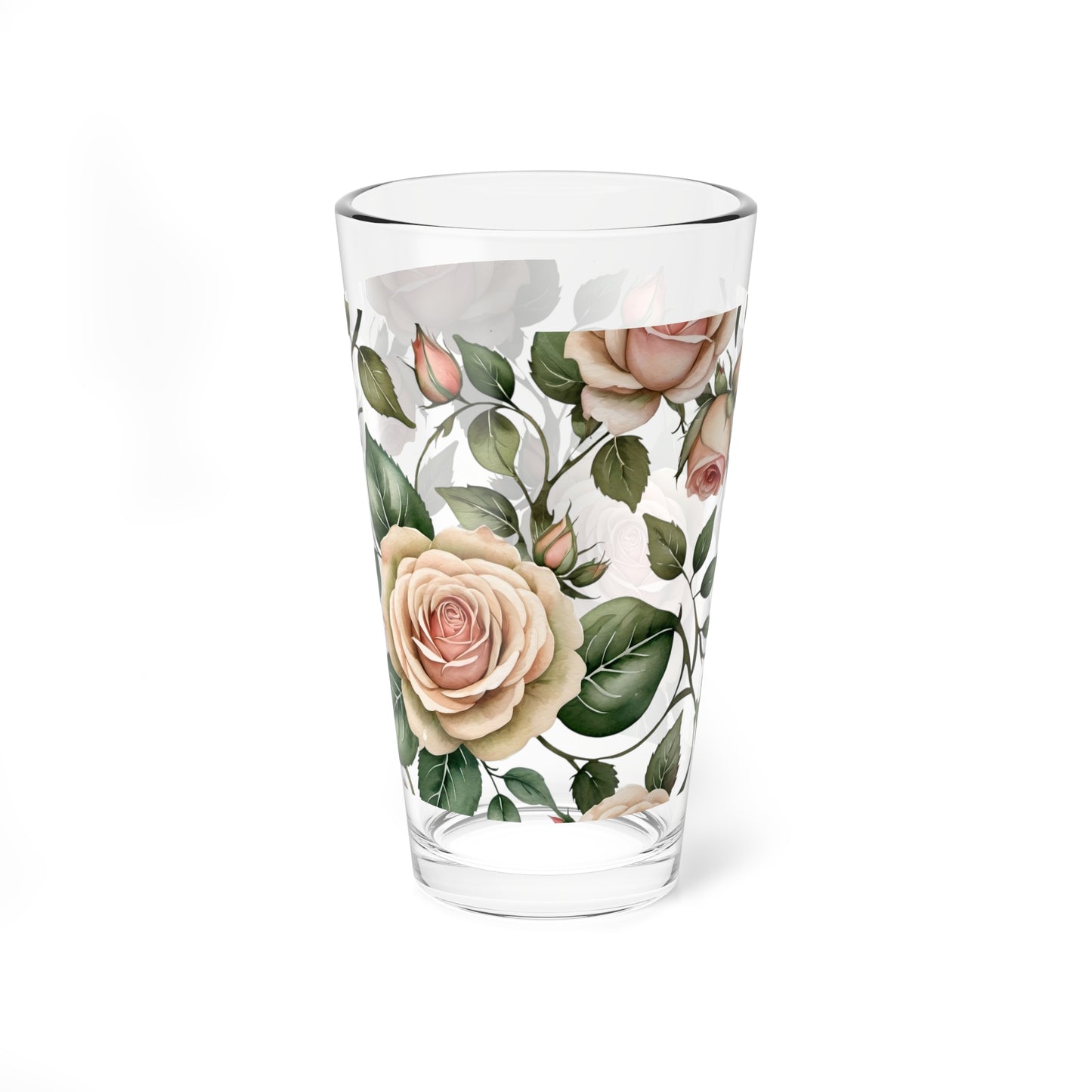 Watercolor Roses Mixing Glass, 16oz